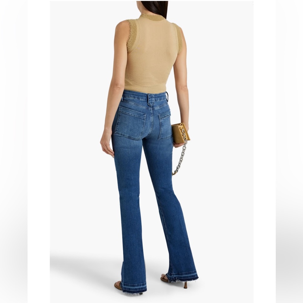 Frame le high flare high rise medium wash raw hem flare jeans - Picture 2 of 14
